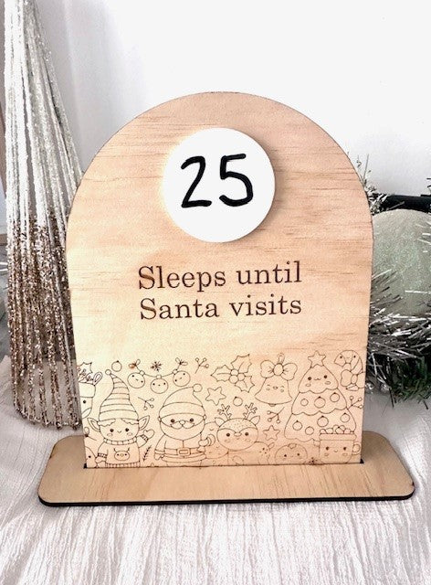 Sleep until Santa count down - engraved Christmas pattern