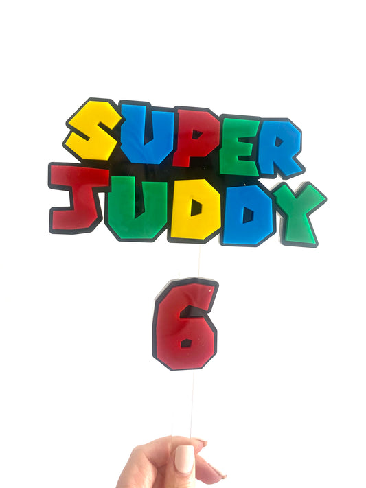 Super Mario themed cake topper